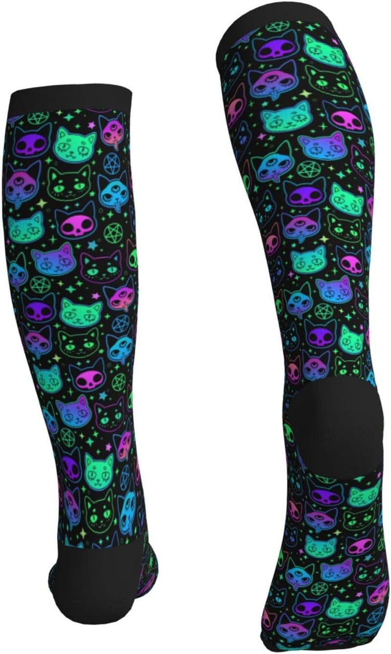 Figtihw Tie Dye Compression Socks Knee High Support Socks For Women Men Running Athletic Hiking - Image 4